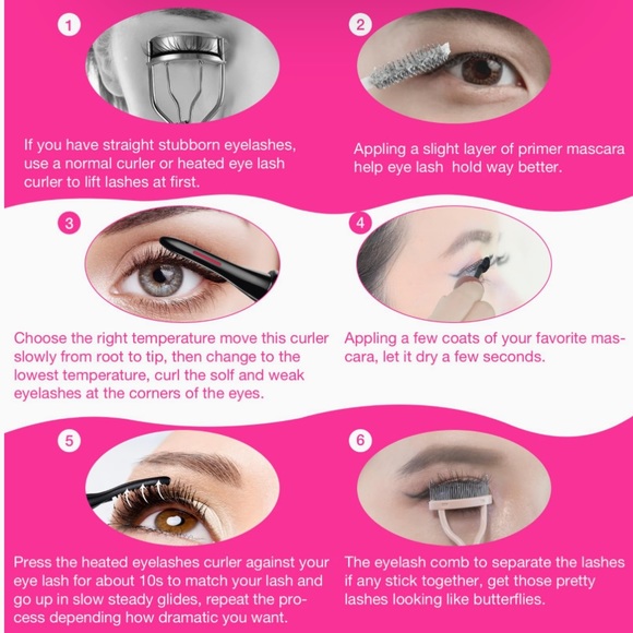 NIB Heated Eyelash Curler Forats Rechargeable Curler with Comb & Eyebrow Brush - Picture 6 of 10